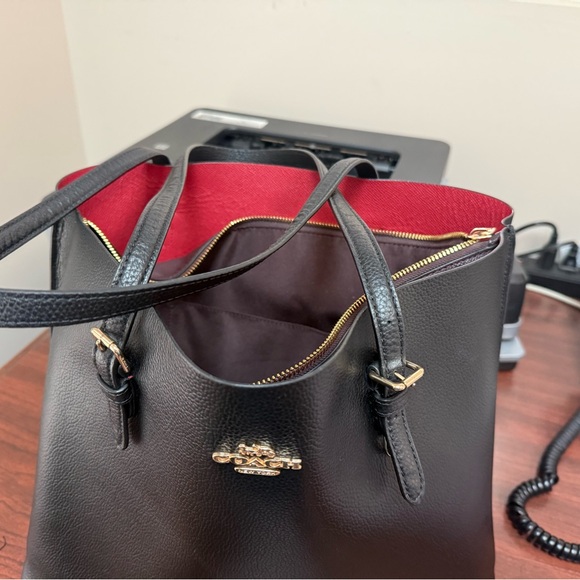 Coach Tote - Leather Black with Red Interior | Gold Hardware | Classic Carryall - Picture 3 of 9